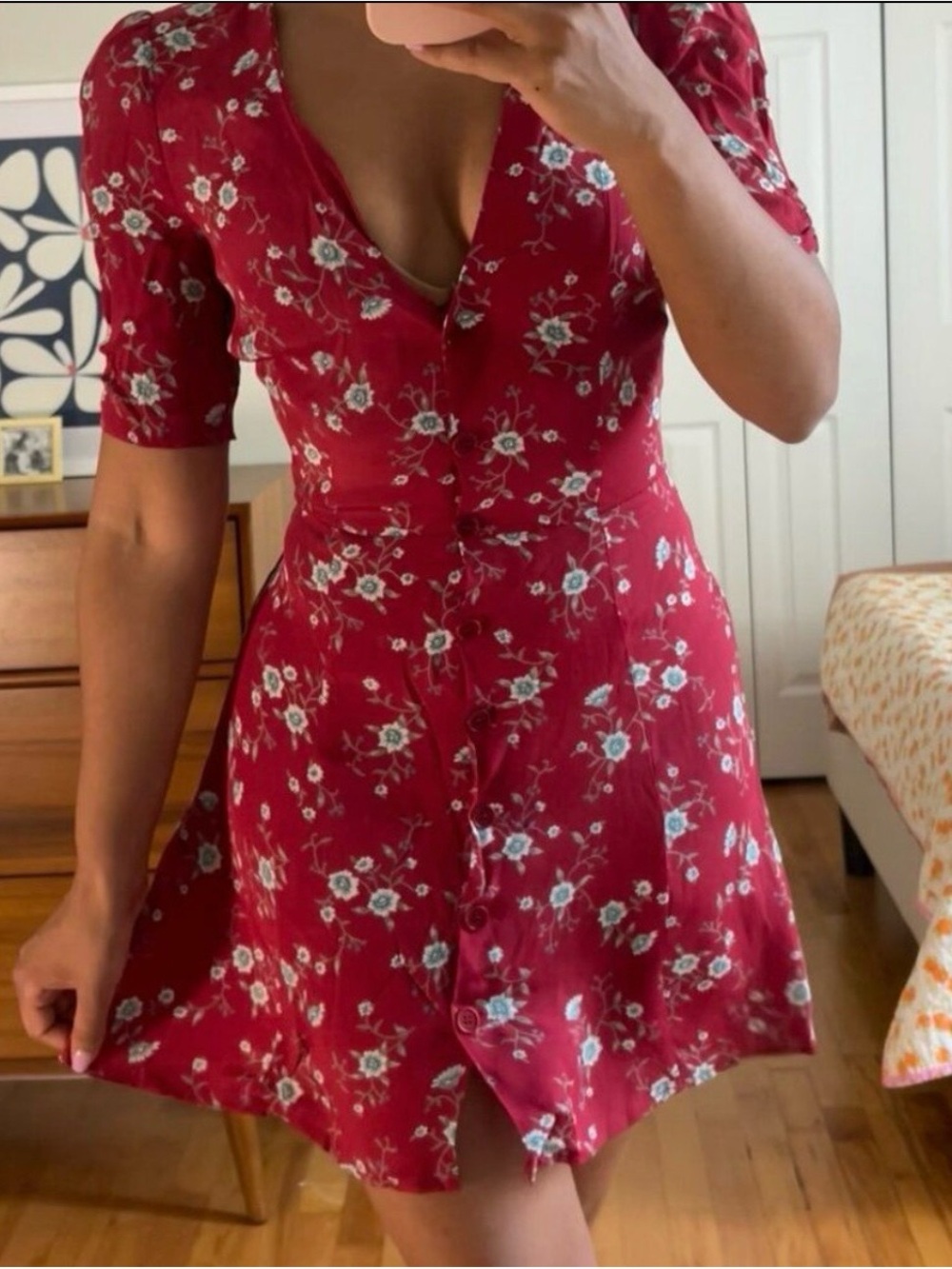 Reformation The Morning Button Front Mini Dress (Size 0, XS, NWOT)